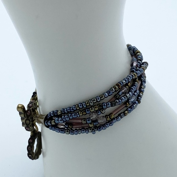 NEW Premier Designs Allegro Peacock Color Seed Bead Multi Strand Crystal Toggle - Picture 8 of 13